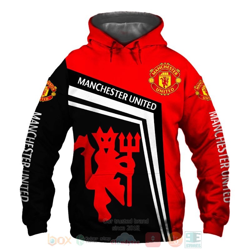 Manchester United Red Black Pullover Hoodie V5 Manchester United Red Black Pullover Hoodie V5