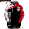 Liverpool FC Custom Name Red Black Zip Up Hoodie V2