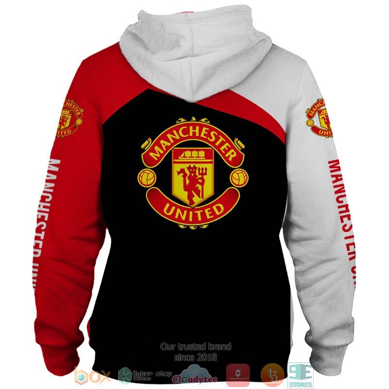 Manchester United Custom Name Black Red Zip Up Hoodie V7 Manchester United Custom Name Black Red Zip Up Hoodie V7