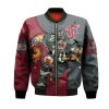 NCAA Washington State Cougars Custom Number Red Grey Bomber Jacket