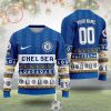 Chelsea FC Custom Name Number Ugly Christmas Sweater V2