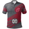 NCAA Washington State Cougars Custom Number Red Grey Polo Shirt V3