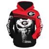 NCAA Georgia Bulldogs Red Black Punisher Skull Pullover Hoodie V11