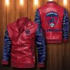 Clermont Foot 63 Red Dark Blue Leather Bomber Jacket