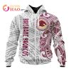 NRL Brisbane Broncos Custom Name Indigenous Zip Up Hoodie V10