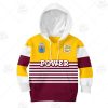 NRL Brisbane Broncos Custom Name Number 1988 NRL Vintage Retro Heritage Kids Pullover Hoodie