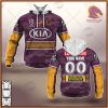 NRL Brisbane Broncos Custom Name Number 2021 ANZAC Jersey Pullover Hoodie