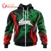 NRL South Sydney Rabbitohs Custom Name Number MotoCross Zip Up Hoodie V2