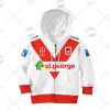 NRL St. George Illawarra Dragons Custom Name Number 2021 Home Jersey Kids Zip Up Hoodie