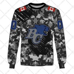 CFL BC Lions Custom Name Number Camo Armed Forces Sweatshirt