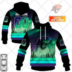 CFL BC Lions Custom Name Number Northern Lights Pullover Hoodie