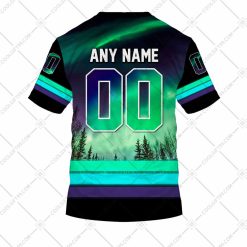 Alternative view of CFL BC Lions Custom Name Number Northern Lights T-Shirt