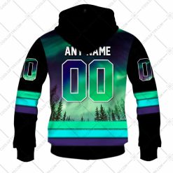 Alternative view of CFL BC Lions Custom Name Number Northern Lights Zip Up Hoodie
