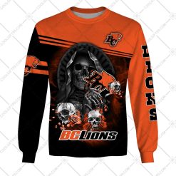 CFL BC Lions Custom Name Number Skull Death Sweatshirt