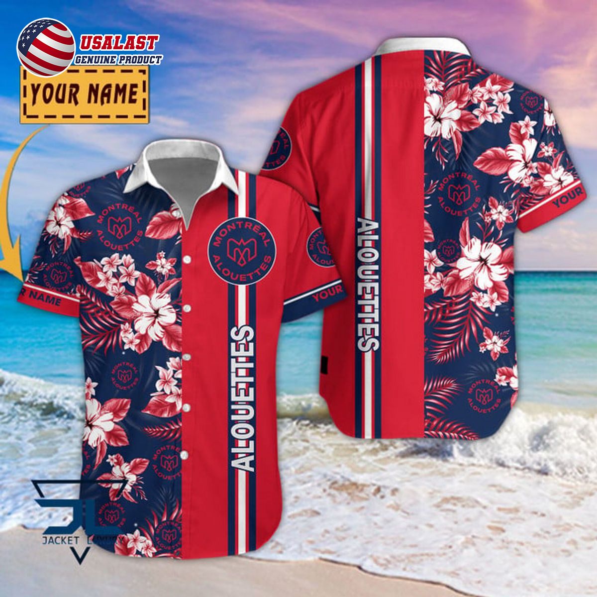 CFL Montreal Alouettes Custom Name Hibiscus Hawaiian Shirt