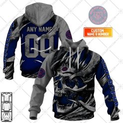CFL Montreal Alouettes Custom Name Number Metal Skull Pullover Hoodie