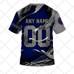 Alternative view of CFL Montreal Alouettes Custom Name Number Metal Skull T-Shirt