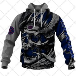 CFL Montreal Alouettes Custom Name Number Metal Skull Zip Up Hoodie