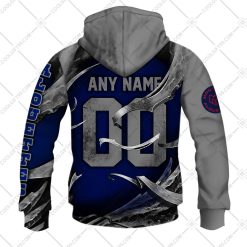 Alternative view of CFL Montreal Alouettes Custom Name Number Metal Skull Zip Up Hoodie