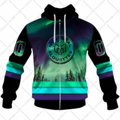 CFL Montreal Alouettes Custom Name Number Northern Lights Zip Up Hoodie