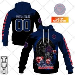 CFL Montreal Alouettes Custom Name Number Skull Death Pullover Hoodie