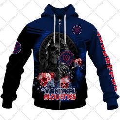 CFL Montreal Alouettes Custom Name Number Skull Death Zip Up Hoodie