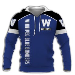 CFL Winnipeg Blue Bombers Custom Name Blue Black Pullover Hoodie