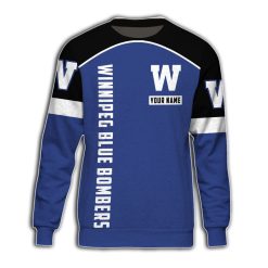 CFL Winnipeg Blue Bombers Custom Name Blue Black Sweatshirt