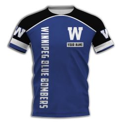 CFL Winnipeg Blue Bombers Custom Name Blue Black T-Shirt