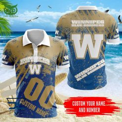 CFL Winnipeg Blue Bombers Custom Name Number Style Polo Shirt