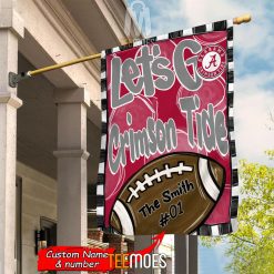 NCAA Alabama Crimson Tide Custom Name Number Let's Go Crimson Tide House Flag