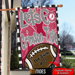 Alternative view of NCAA Alabama Crimson Tide Custom Name Number Let's Go Crimson Tide House Flag