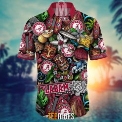 Alternative view of NCAA Alabama Crimson Tide Flower Pattern Hawaiian Shirt