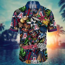 Alternative view of NCAA Arizona Wildcats Flower Pattern Hawaiian Shirt