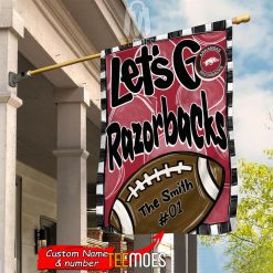 NCAA Arkansas Razorbacks Custom Name Number Let's Go Razorbacks House Flag