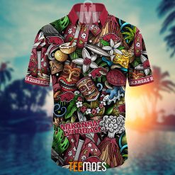 Alternative view of NCAA Arkansas Razorbacks Flower Pattern Hawaiian Shirt