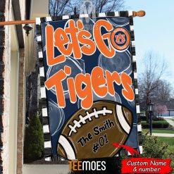 Alternative view of NCAA Auburn Tigers Custom Name Number Let's Go Tigers House Flag