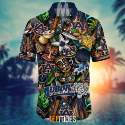 Alternative view of NCAA Auburn Tigers Flower Pattern Hawaiian Shirt
