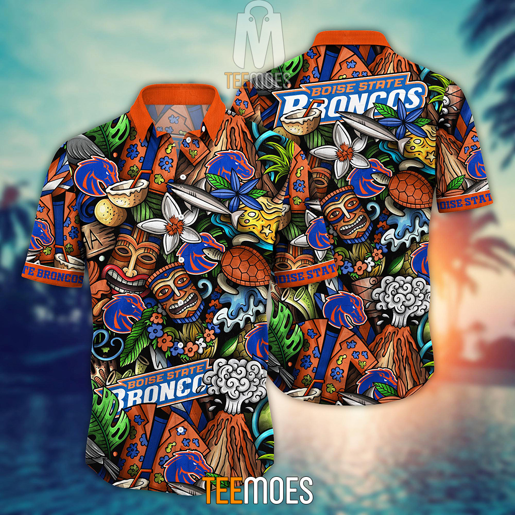 NCAA Boise State Broncos Flower Pattern Hawaiian Shirt