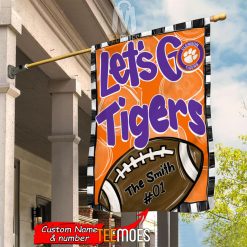 NCAA Clemson Tigers Custom Name Number Let's Go Tigers House Flag