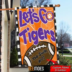 Alternative view of NCAA Clemson Tigers Custom Name Number Let's Go Tigers House Flag