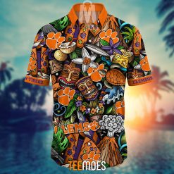 Alternative view of NCAA Clemson Tigers Flower Pattern Hawaiian Shirt