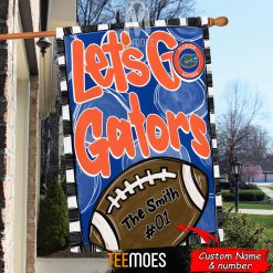 Alternative view of NCAA Florida Gators Custom Name Number Let's Go Gators House Flag