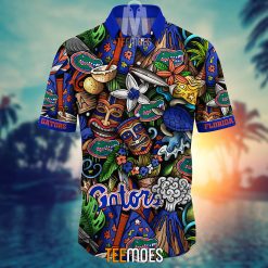 Alternative view of NCAA Florida Gators Flower Pattern Hawaiian Shirt