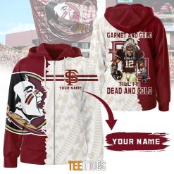 NCAA Florida State Seminoles Custom Name Garnet And Gold Zip Up Hoodie