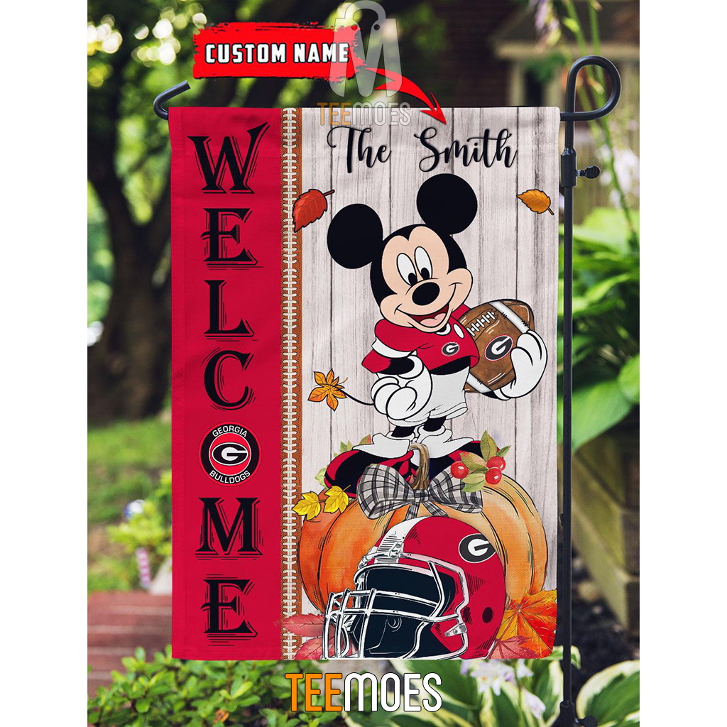 NCAA Georgia Bulldogs Custom Name Mickey House Flag - Image 3