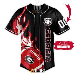 Alternative view of NCAA Georgia Bulldogs Custom Name Number Between The Hedges Baseball Jersey