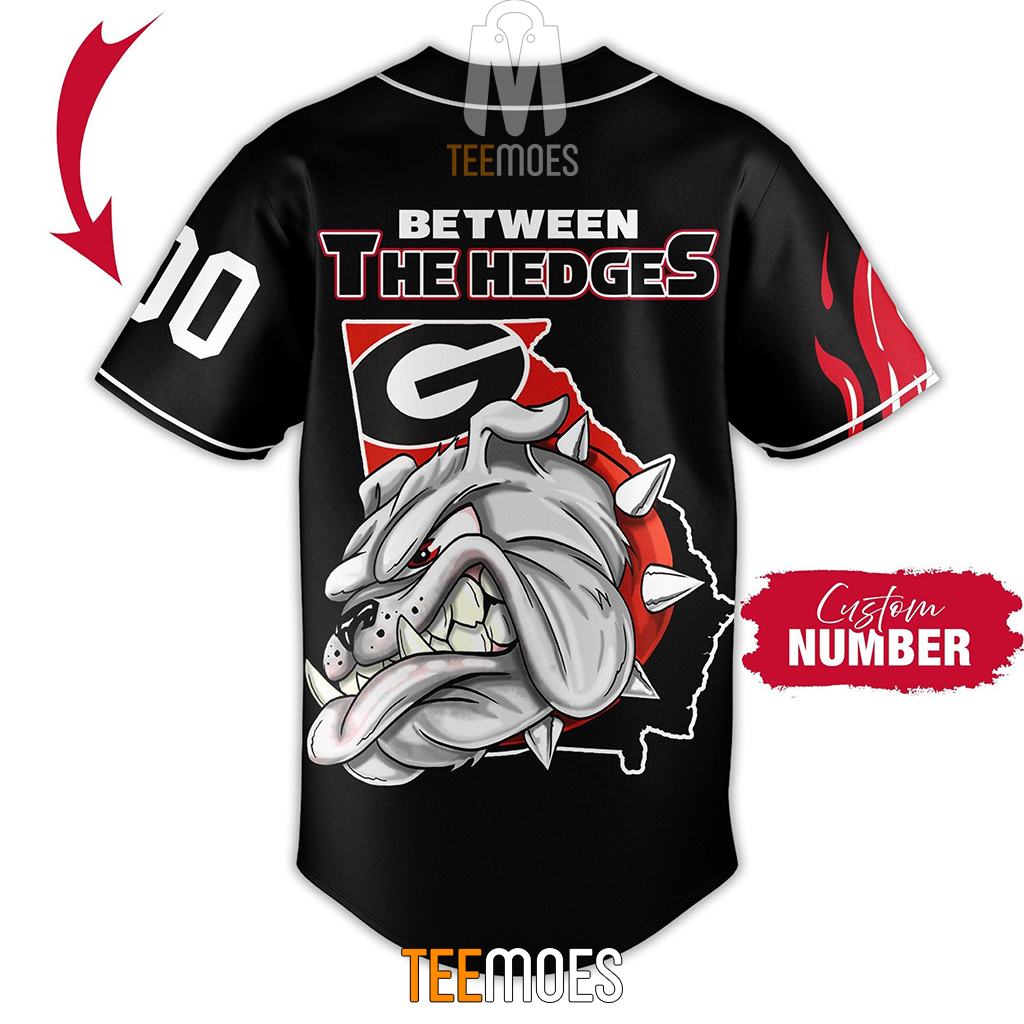 NCAA Georgia Bulldogs Custom Name Number Between The Hedges Baseball Jersey - Image 3