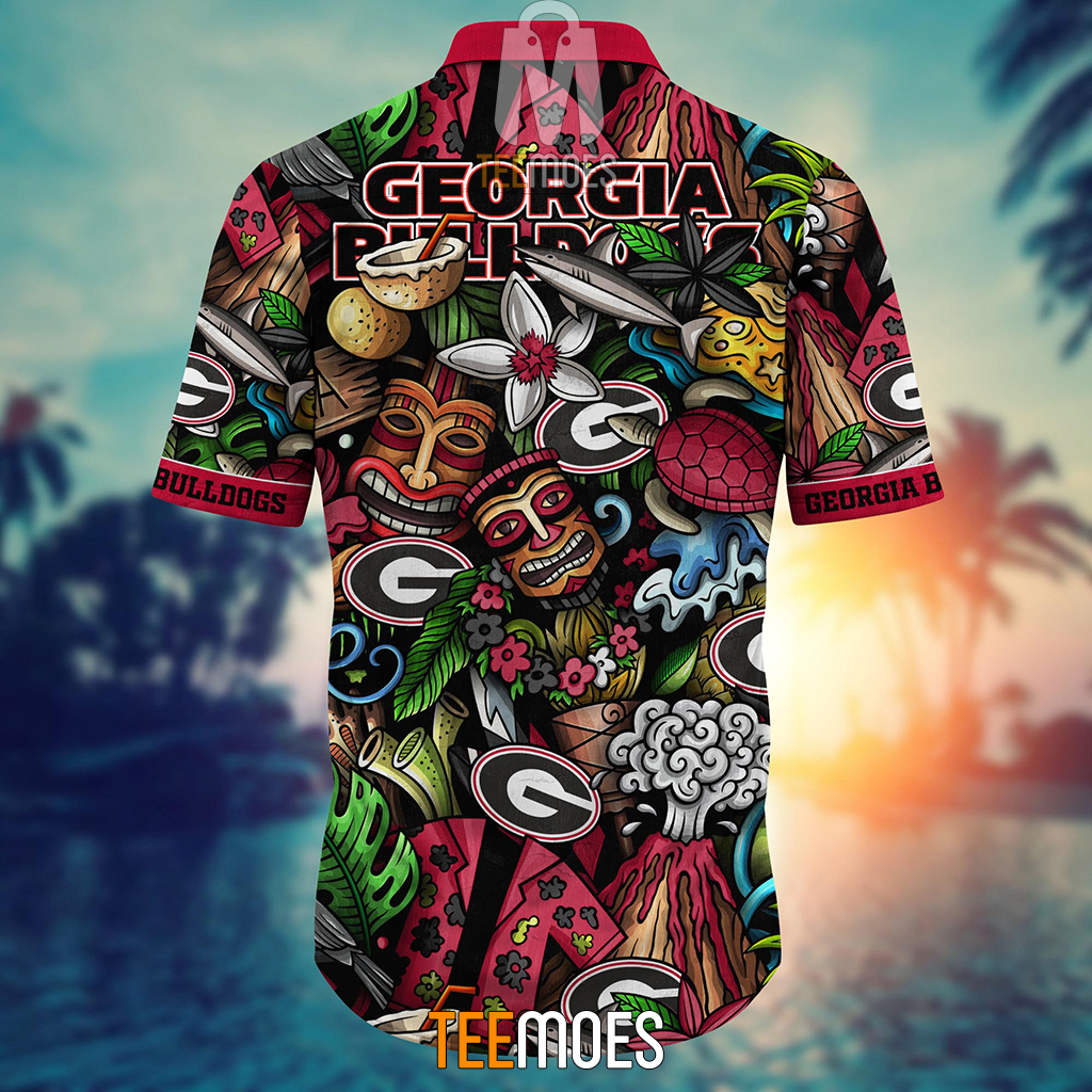 NCAA Georgia Bulldogs Flower Pattern Hawaiian Shirt - Image 3