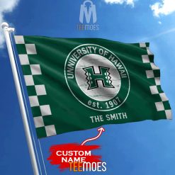 Alternative view of NCAA Hawaii Rainbow Warriors Custom Name Garden House Flag